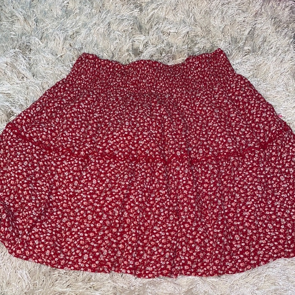 Hollister Red Floral Mini Skirt